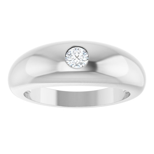 14K White 1/4 CT Natural Diamond Dome Ring