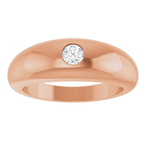 14K Rose 1/4 CT Natural Diamond Dome Ring