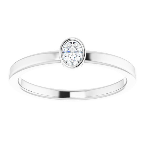 Sterling Silver 1/6 CT Natural Diamond Solitaire Bezel-Set Ring