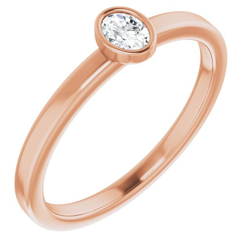 14K Rose 1/6 CT Natural Diamond Solitaire Bezel-Set Ring