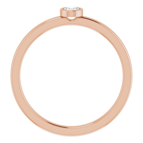 14K Rose 1/6 CT Natural Diamond Solitaire Bezel-Set Ring