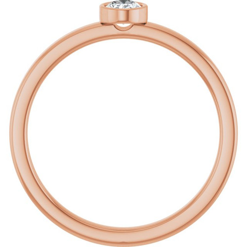 14K Rose 1/5 CT Natural Diamond Solitaire Bezel-Set Ring