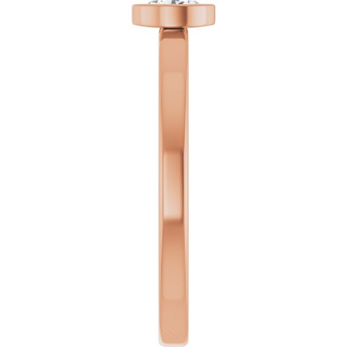 14K Rose 1/5 CT Natural Diamond Solitaire Bezel-Set Ring