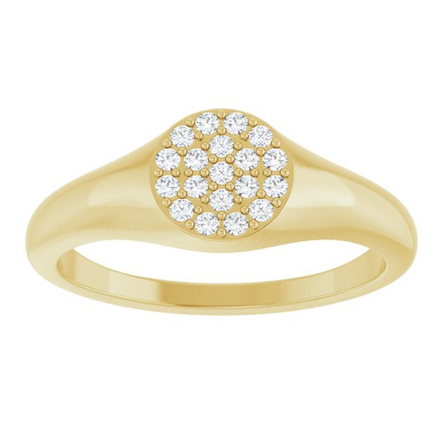 14K Yellow 1/8 CTW Natural Diamond Pave Signet Ring