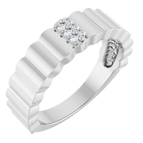 14K White .04 CTW Natural Diamond Cigar Ring