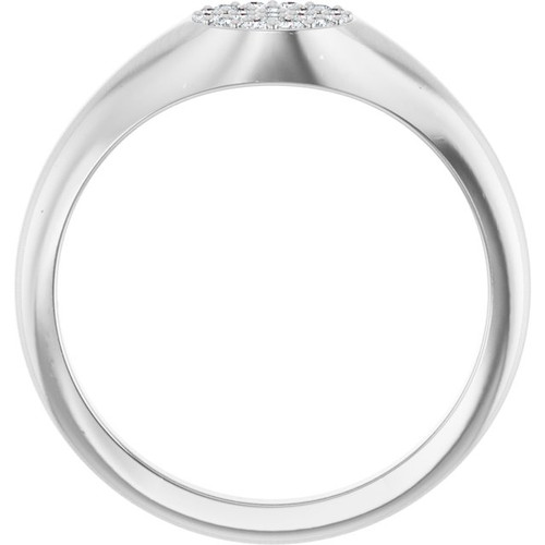 Sterling Silver 1/8 CTW Natural Diamond Pave Signet Ring