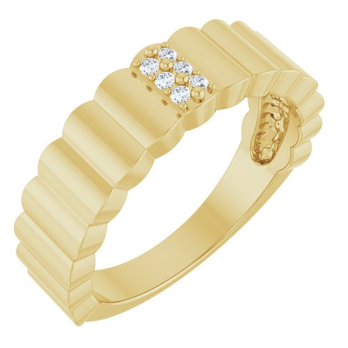 14K Yellow .04 CTW Natural Diamond Cigar Ring