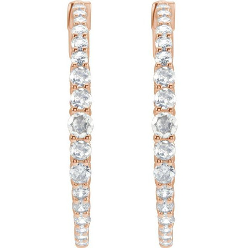 14K Rose 1 1/3 CTW Natural Diamond 30 mm Hoop Earrings