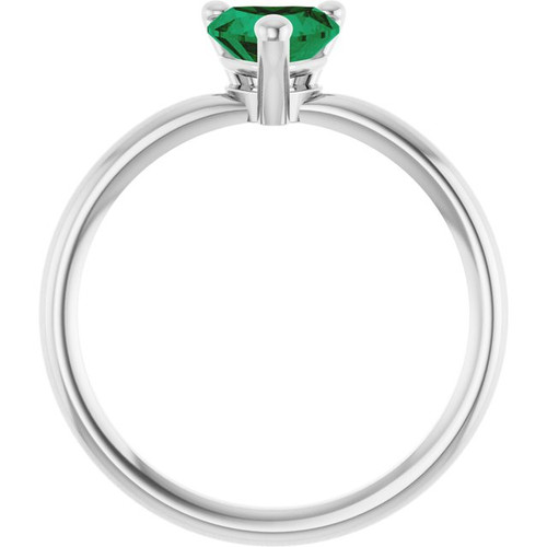 Sterling Silver Lab-Grown Emerald Heart Solitaire Ring
