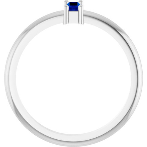 Sterling Silver 5x2 mm Lab-Grown Blue Sapphire Stackable Ring