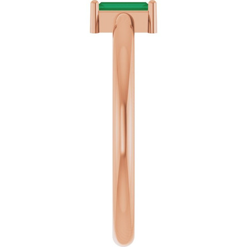 14K Rose 5x2 mm Lab-Grown Emerald Stackable Ring