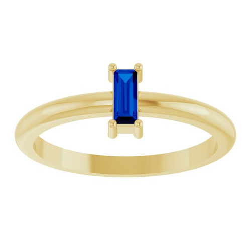 14K Yellow 5x2 mm Lab-Grown Blue Sapphire Stackable Ring