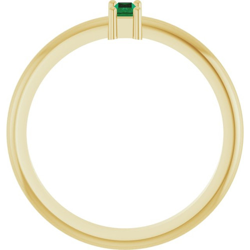 14K Yellow Natural Emerald Stackable Ring