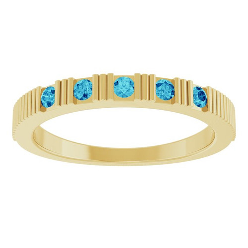 14K Yellow Natural Blue Zircon Stackable Ring