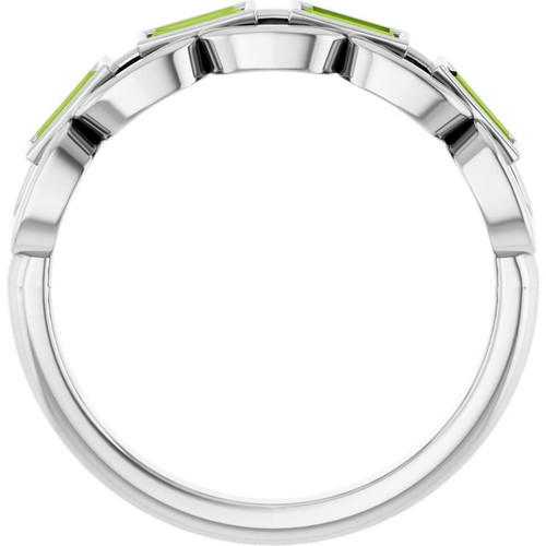 Platinum Natural Peridot Chain Link Ring