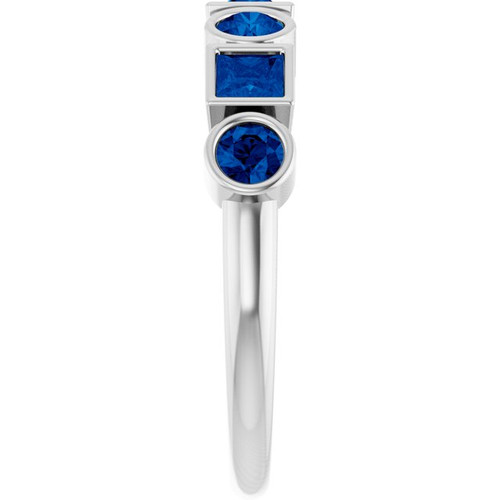 Sterling Silver Lab-Grown Blue Sapphire Stackable Ring