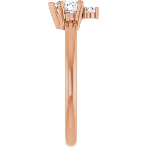 14K Rose Natural White Sapphire & .03 CT Natural Diamond Ring