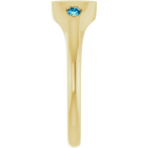 14K Yellow Engravable Natural Aquamarine Signet Ring