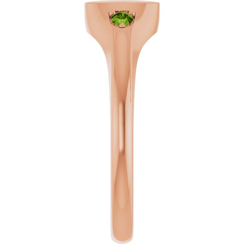 14K Rose Engravable Natural Peridot Signet Ring