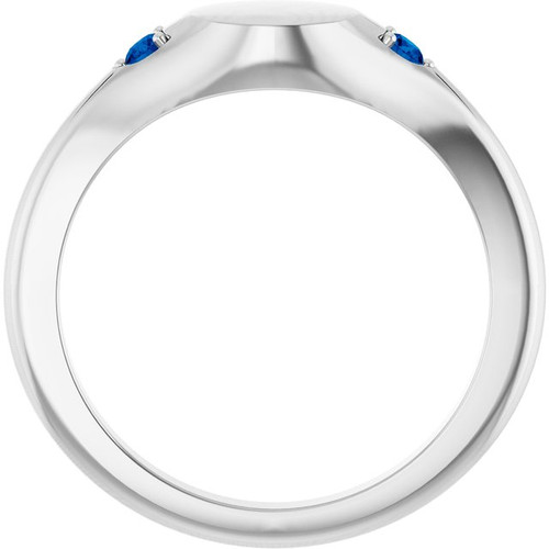 Platinum Engravable Natural Blue Sapphire Signet Ring