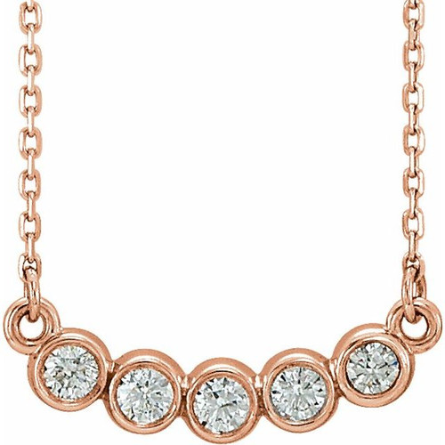 14K Rose 1/3 CTW Lab-Grown Diamond Bar 16-18" Necklace
