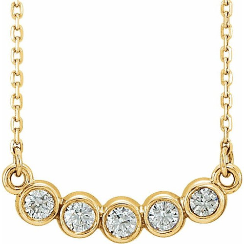 14K Yellow .07 CTW Lab-Grown Diamond Bar 16-18" Necklace