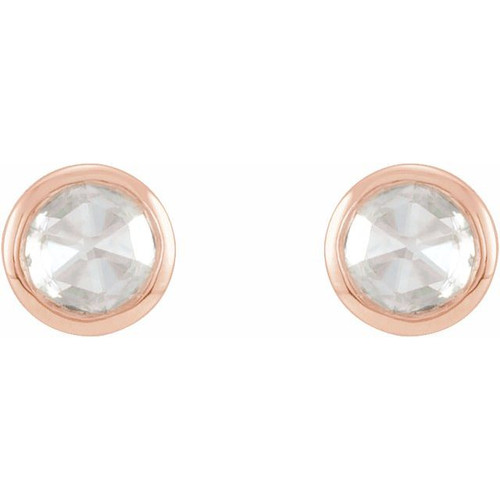 14K Rose .03 CTW Rose-Cut Natural Diamond Bezel-Set Earrings
