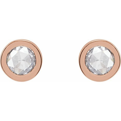 14K Rose 3/4 CTW Rose-Cut Natural Diamond Bezel-Set Earrings