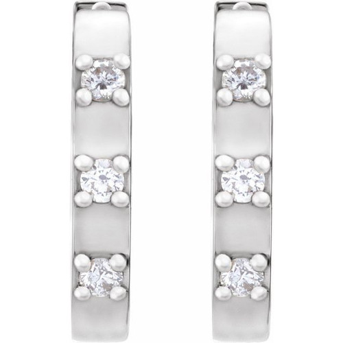 14K White .08 CTW Natural Diamond 11.5 mm Hoop Earrings