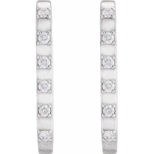 Sterling Silver 1/6 CTW Natural Diamond 19.5 mm Hoop Earrings