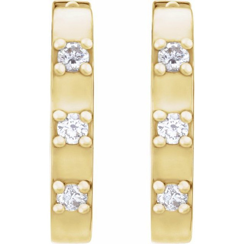 14K Yellow .08 CTW Natural Diamond 11.5 mm Hoop Earrings