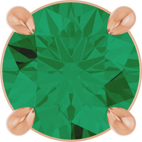 14K Rose 5.5 mm Lab-Grown Emerald Pendant