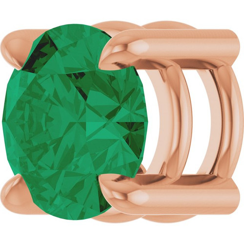 14K Rose 5.5 mm Lab-Grown Emerald Pendant