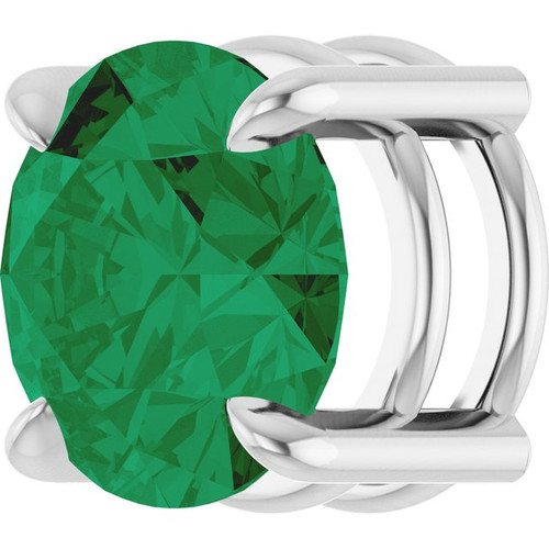 Platinum 8 mm Lab-Grown Emerald Pendant