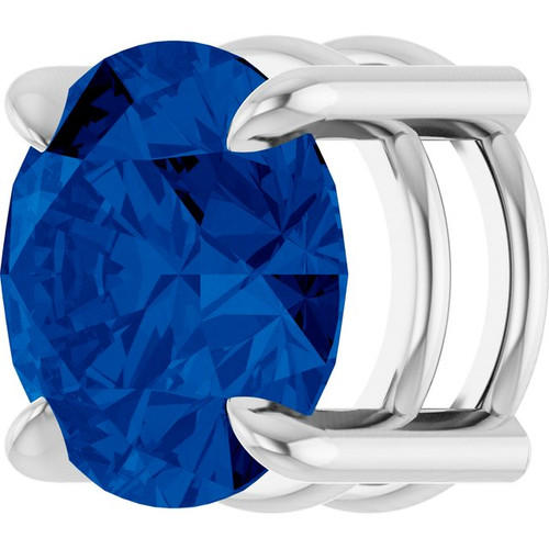 14K White 8 mm Lab-Grown Blue Sapphire Pendant