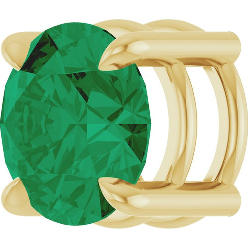 14K Yellow 6.5 mm Lab-Grown Emerald Pendant