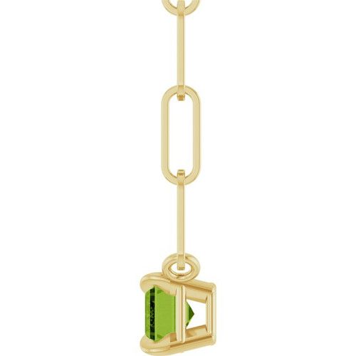 14K Yellow 6x4 mm Natural Peridot Solitaire 16" Necklace 