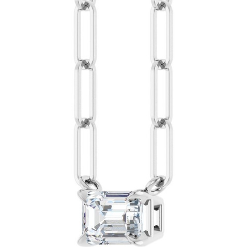 Sterling Silver Lab Grown Diamond Solitaire Necklace 5/8 CT, 16 Inch - $817