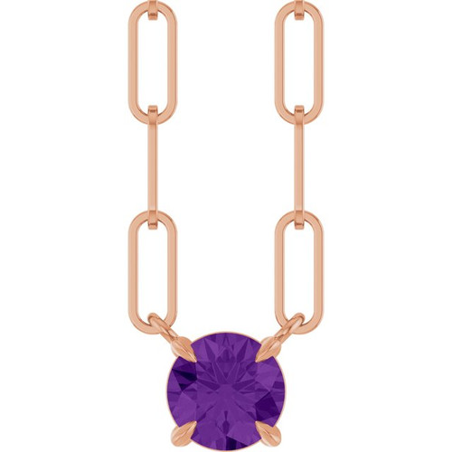 14K Rose Natural Amethyst 16" Necklace