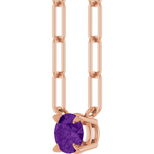 14K Rose Natural Amethyst 16" Necklace