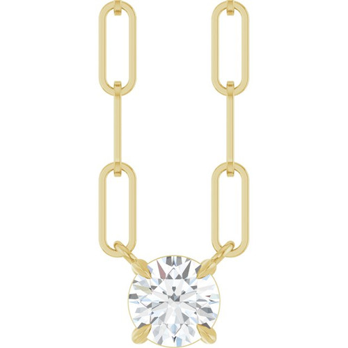 14K Yellow Natural White Sapphire 16" Necklace