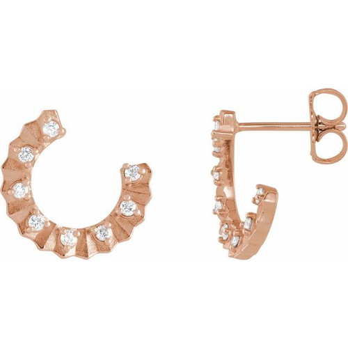 14K Rose 1/8 CTW Natural Diamond Forward-Facing 12.7 mm Earrings