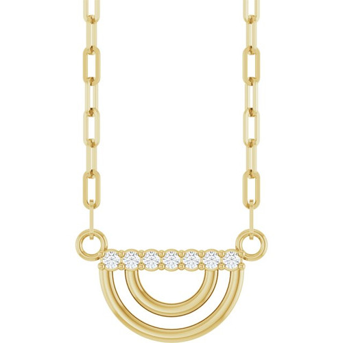 14K Yellow .05 CTW Natural Diamond Arch 18" Necklace