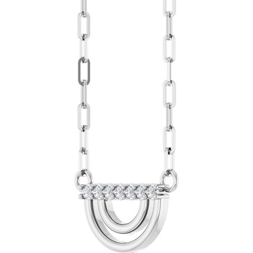 Sterling Silver .05 CTW Natural Diamond Arch 18" Necklace