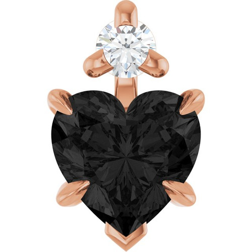 14K Rose Natural Black Onyx & .03 CT Natural Diamond Pendant