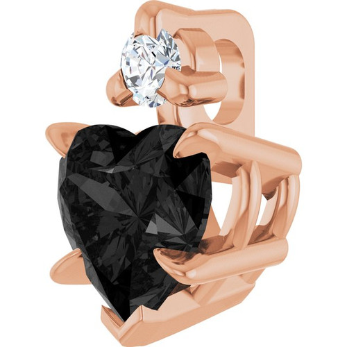 14K Rose Natural Black Onyx & .03 CT Natural Diamond Pendant