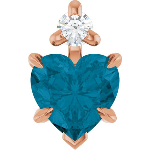 14K Rose Natural London Blue Topaz & .03 CT Natural Diamond Pendant