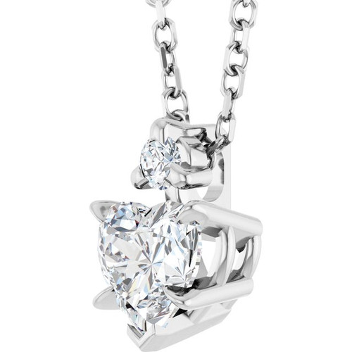 Sterling Silver Natural White Sapphire & .03 CT Natural Diamond 16-18" Necklace