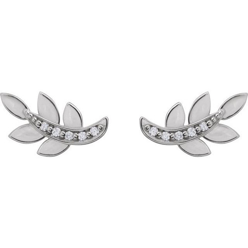 Platinum .07 CTW Natural Diamond Leaf Earrings