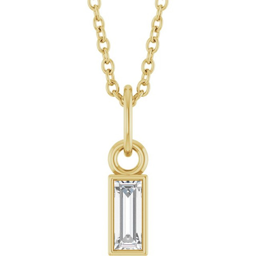 14K Yellow 1/6 CT Natural Diamond Bezel-Set 16-18" Necklace